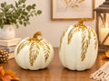 White & Gold Decorative Pumpkin Set – Elegant Fall Home Décor