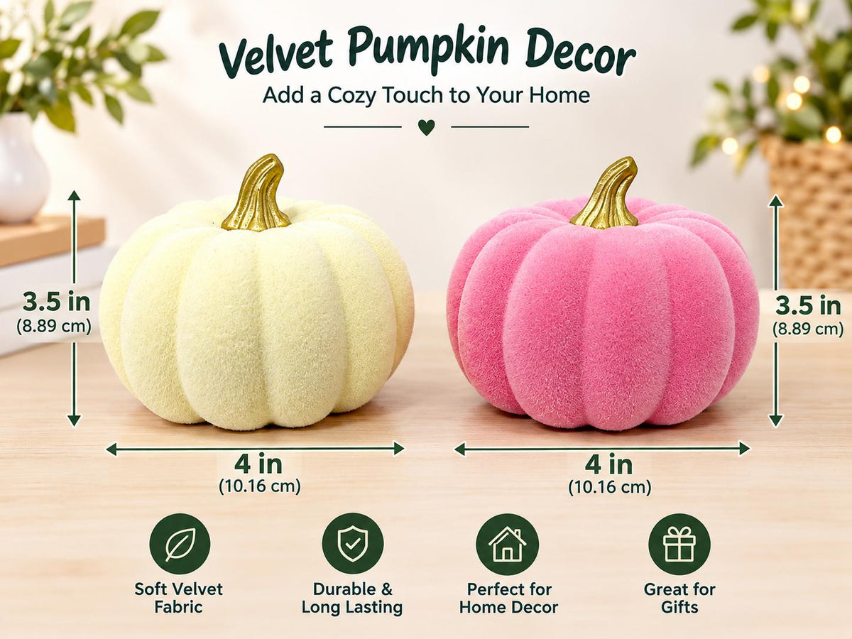 7-Piece Pink & White Velvet Pumpkin Set