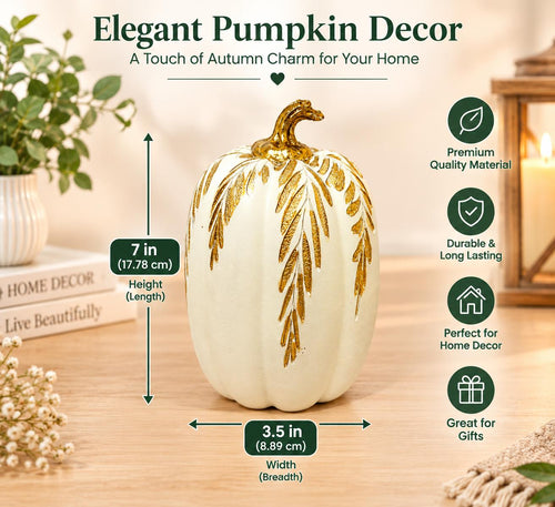 White & Gold Decorative Pumpkin Set – Elegant Fall Home Décor