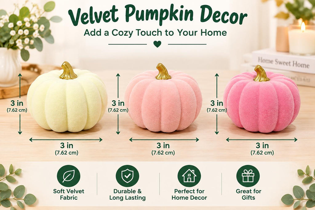 7-Piece Pink & White Velvet Pumpkin Set