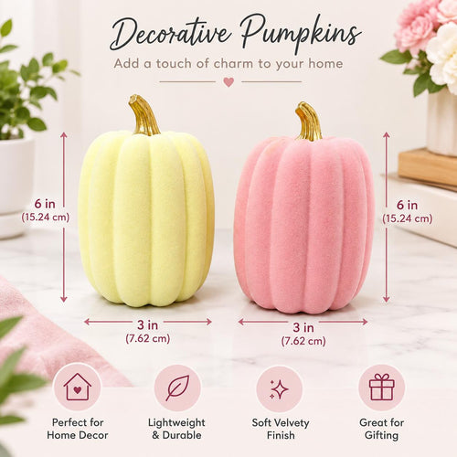 7-Piece Pink & White Velvet Pumpkin Set
