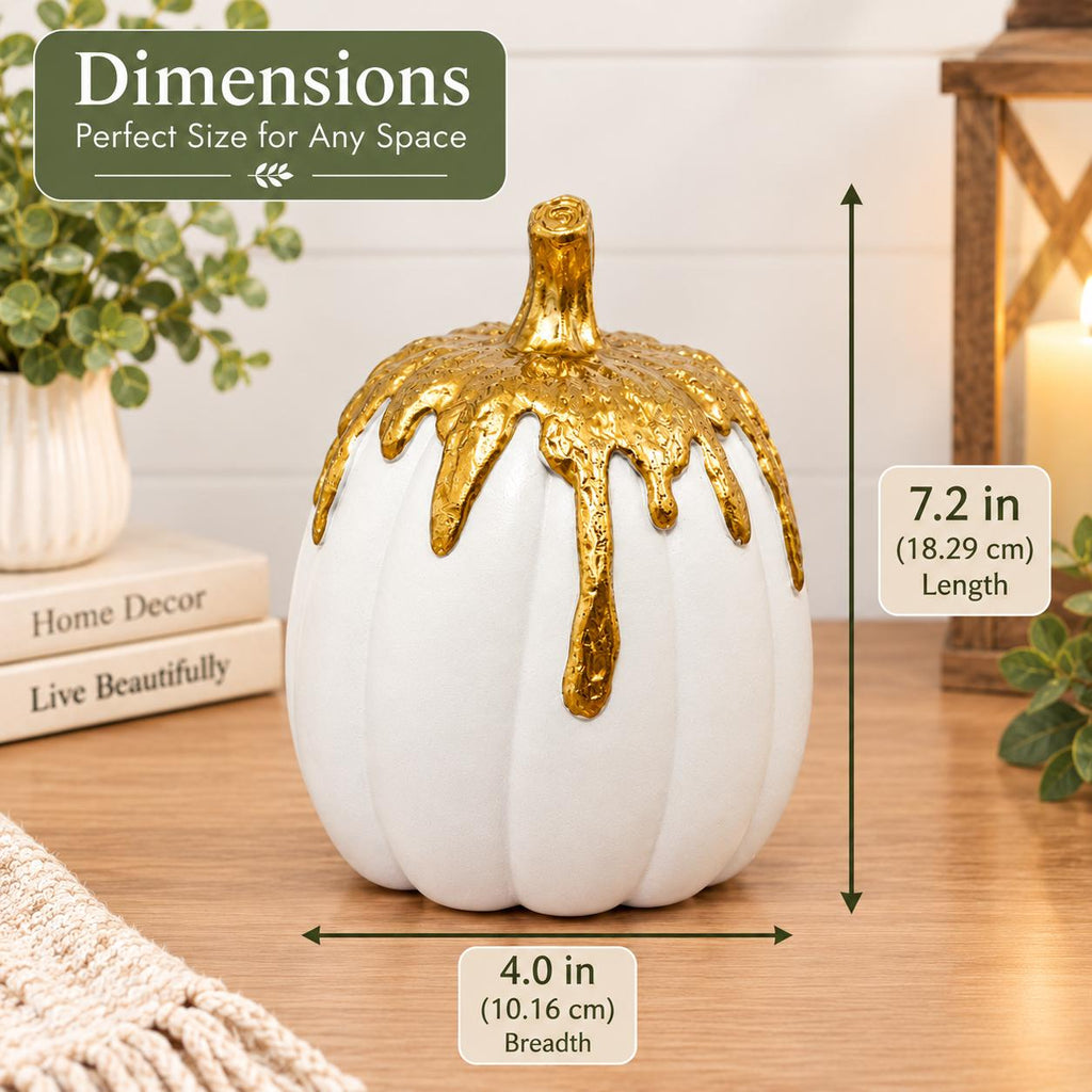 Luxury White & Gold Pumpkin Décor Set – Set of 2