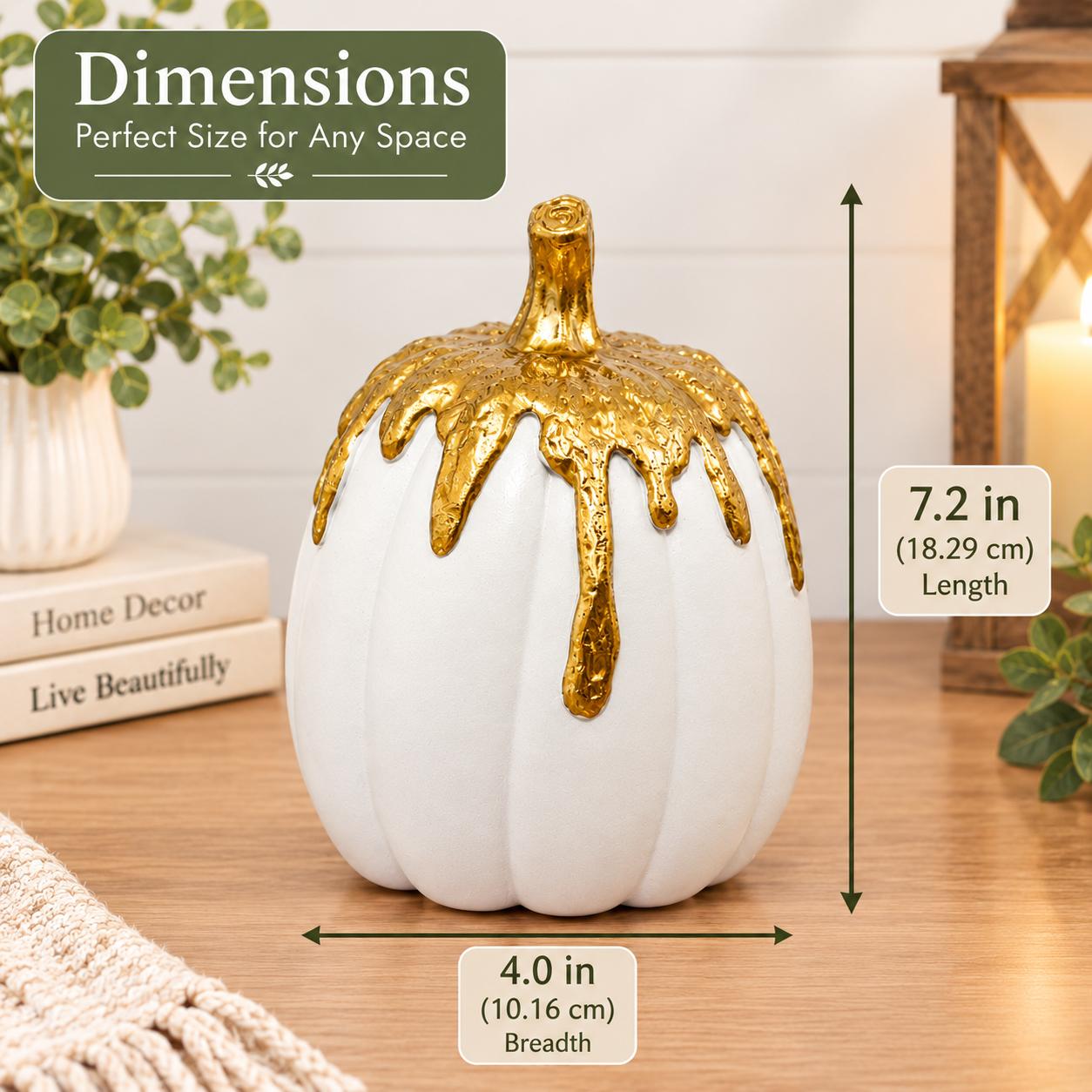 Luxury White & Gold Pumpkin Décor Set – Set of 2