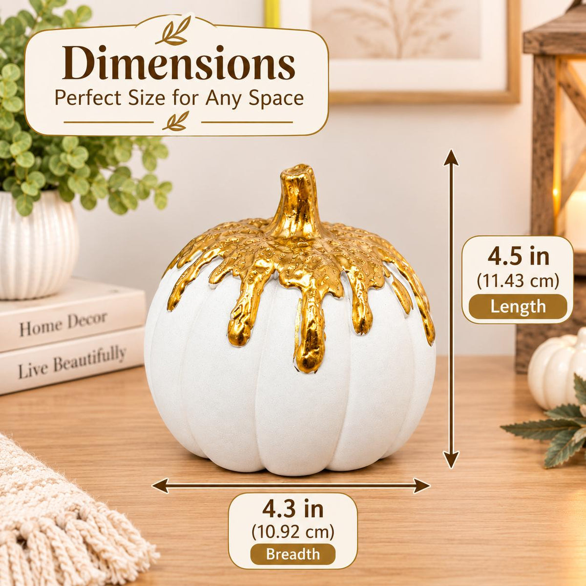 Luxury White & Gold Pumpkin Décor Set – Set of 2