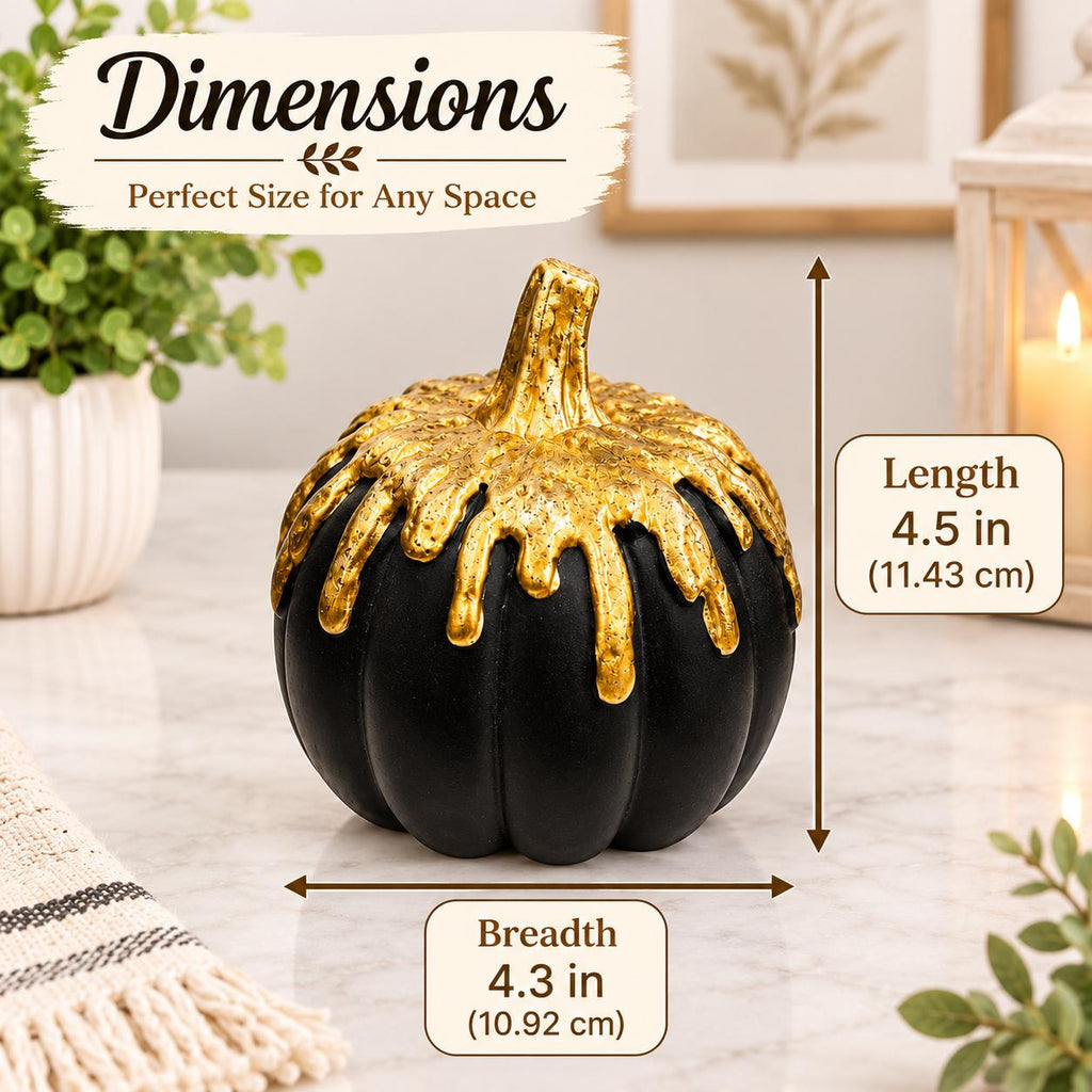 🖤 Luxury Black & Gold Pumpkin Décor Set – Set of 2