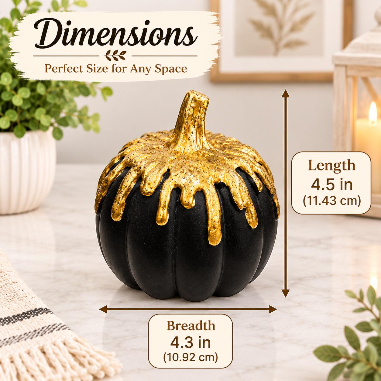 🖤 Luxury Black & Gold Pumpkin Décor Set – Set of 2